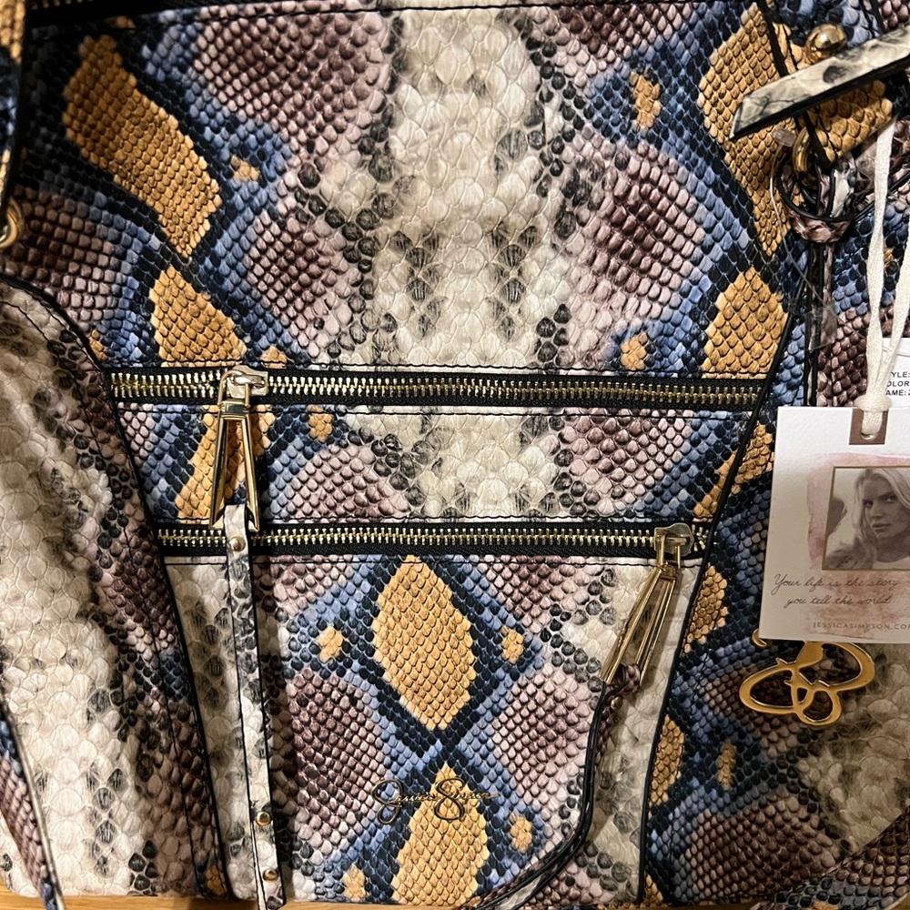 Jessica Simpson Multicolor Phython Satchel - image 3